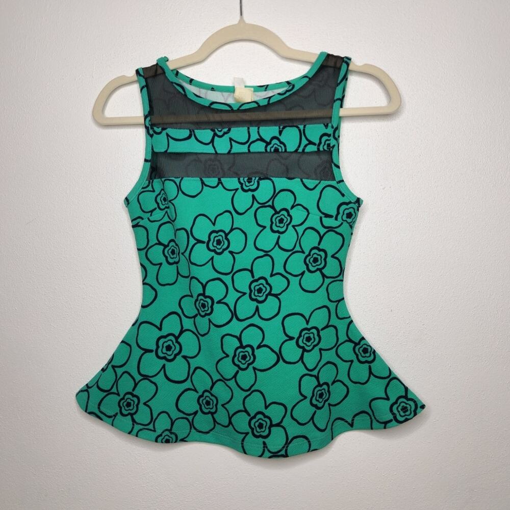 Vintage y2k Minimi Mesh Floral Flowers Tank Top Shirt Flowy Fairy Whimsy